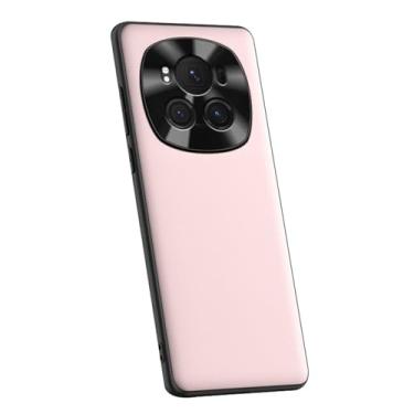 Imagem de POYUFRG Capa ultrafina para Honor Magic 6 Pro/6, lente de metal, proteção de câmera, capa de couro vegano, capa macia anti-impressão digital, anti-queda, rosa, 6 Pro