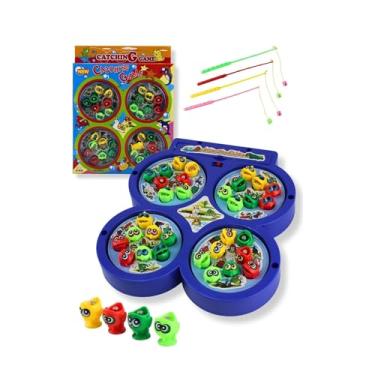 Imagem de Jogo de Pesca Infantil com 4 Piscinas, Varas Coloridas, Brinquedo Educativo, Azul