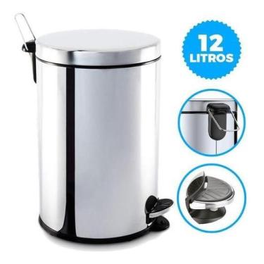 Imagem de Lixeira Inox Cozinha/Banheiro Com Tampa E Pedal 12L - Quickstore