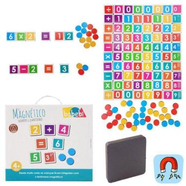 Imagem de Kit Números E Quantidades Magnético Em Madeira MDF 116 Peças - Babebi