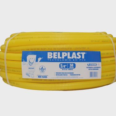 Imagem de Eletroduto Corrugado em pvc Amarelo 20mm x 50m 1/2'' - Belplast - caixa com 50m2 - Amarelo