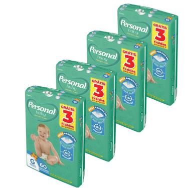Imagem de Kit Fralda Descartável Infantil Personal Baby G-240 unidades