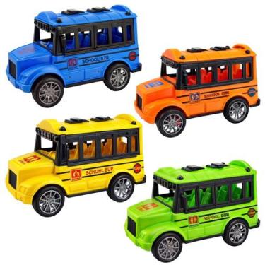 Imagem de Kit 4 Ônibus Escolar Brinquedo infantil movido à Fricção - Marca
