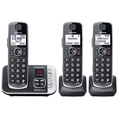 Imagem de Panasonic Link2Cell Bluetooth DECT 6.0 Sistema de telefone sem fio expansível com atendedor e bloqueio de chamadas - 3 aparelhos - KX-TGE663B (preto)