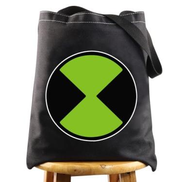 Imagem de WZMPA Ben's Watch Tote Bag Ben Watch Inspirado Presente Ben & Gwen Reutilizável Bolsa de mercearia Ben Watch Merch, Relógio Ben's Tg, Large