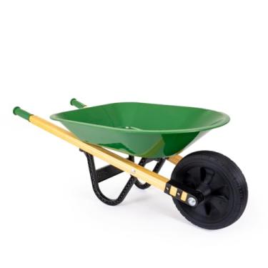 Imagem de Carrinho de Mão Infantil Brinquedo Carriola Grande – Cabo de Madeira, Caçamba 5L, Suporta até 10kg, Brinquedo Educativo ao Ar Livre + Roda de 21cm