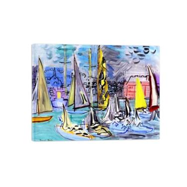 Imagem de Raoull Duufy pinturas famosas arte de parede para sala de estar - imagem de arte clássica - veleiros no porto - reprodução em tela - pronto para pendurar tela embrulhada 20x25 cm 8x10in