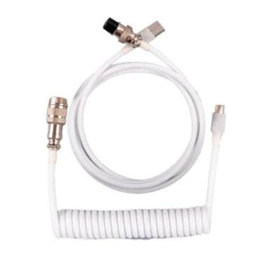 Imagem de Cabo Aviador Enrolado Usb-c 3m Para Teclado Mecânico Branco