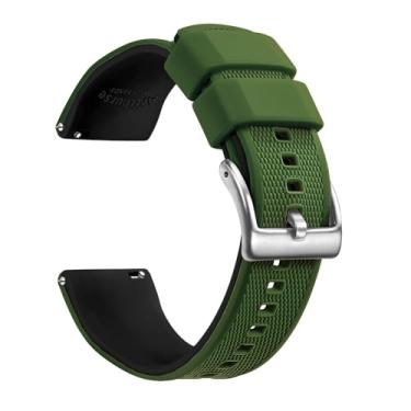 Imagem de Artthurse Pulseiras de relógio de silicone de liberação rápida de 20 mm, 22 mm para homens e mulheres, pulseiras de borracha de substituição, macias, respiráveis e impermeáveis (verde exército, preto