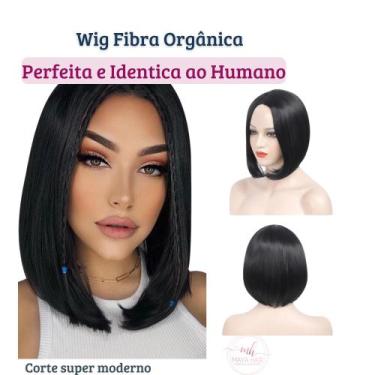 Imagem de Peruca 100% Orgânica Curta sem Franja Preta - Maya Hair