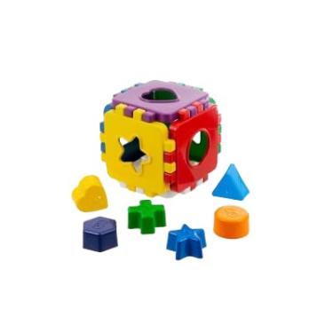 Imagem de Cubo Didático Infantil com Formas Geométricas, Brinquedo Educativo de Encaixar, Multicolorido