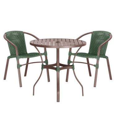 Imagem de 02 Cadeiras Floripa e Mesa Roma 100Cm Marrom e Corda Nautica Trama Ori