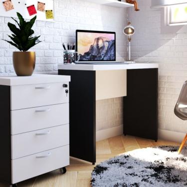 Imagem de Mesa Reta Natus 40mm 90 Cm 42 Cm Bramov Móveis Preto/branco