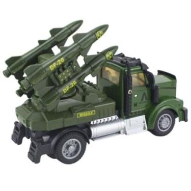 Imagem de Caminhão Militar de Controle Remoto com Mísseis, Brinquedo Recarregável, Verde Militar