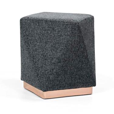 Imagem de Puff Ametista linho mescla preto base rosê gold