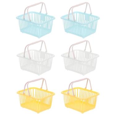 Imagem de PATIKIL 6 peças de cesta pequena de plástico, mini cesta de armazenamento de mercearia pequenas cestas de compras com alças organizador de água filtrada para organizar brinquedos, ovos, frutas