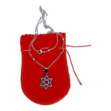 Imagem de COLAR corrente 50 cm AÇO INOX pingente Estrela de Davi PRATA - ASA