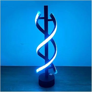 Imagem de Lâmpada De Mesa Led Espiral Lâmpada De Cabeceira Com Controle De Toque Brilho Ajustável Lâmpada De Mesa Preta Moderna Para Quarto Sala De Estar Sala De Estar Design De Iluminaç, Ice Blue Light