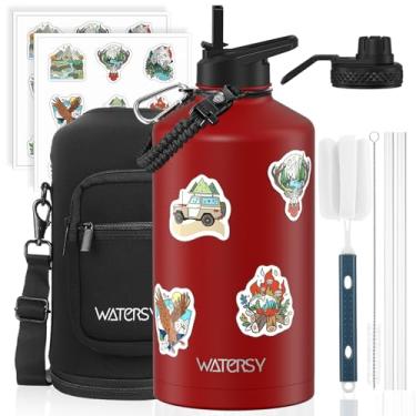 Imagem de Garrafa de água de 1 galão isolada (fria por 48 horas), livre de BPA e à prova de vazamento, jarro de água de aço inoxidável de 3,628 g, garrafa de água grande com tampa de bico de canudo para