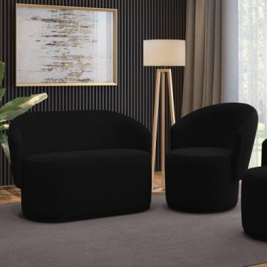 Imagem de Sofá Namoradeira e Poltrona Orgânica para Sala Malu Suede M11 - D'Ross