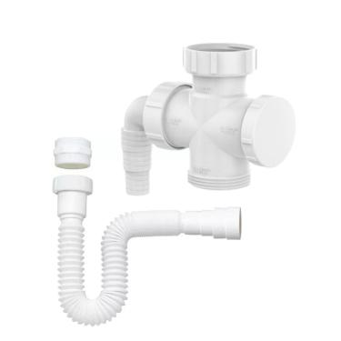 Imagem de Kit Adaptador Cruzeta Máquina Lavar Roupa Ou Louça + Sifão