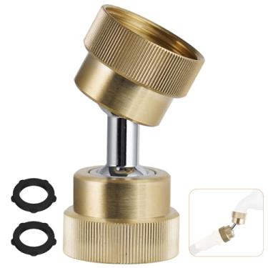 Imagem de Hibbent Adaptador de mangueira de jardim, protetor de mangueira de jardim giratório de 3/4 polegadas, conector de latão fêmea para fêmea de rotação dupla com 2 arruelas extras