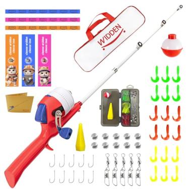 Imagem de WIDDEN Vara De Pesca Infantil, Vara De Pesca Telescópica, Vara De Pesca Dobrável Para Crianças E Carretel Com Caixa De Equipamentos, Linha De Pesca, Bobber E Iscas Macias Para Meninos, Meninas, Jove