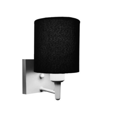 Imagem de Arandela Quadrada Md-2033 Branco Cúpula em Tecido Cilíndrica Preto - Bivolt