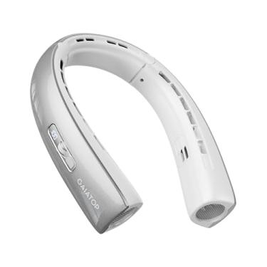 Imagem de Gaiatop Ventilador de pescoço portátil, resfriador de pescoço elástico de 40° com resfriamento envolvente de 360°, interruptor de rolagem de 1 a 100 velocidades, ventiladores pessoais, modo turbo H1