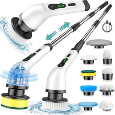Imagem de Esfregão Elétrico Giratório 9 em 1 com Cabo Ajustável e 9 Cabeças Intercambiáveis – Escova Multifuncional para Limpeza de Banheiros, Pisos e Azulejos, Prática e Poderosa!