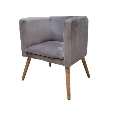 Imagem de Poltrona Panamera Para Sala Cadeira Elegante Com Apoio De Braço Em Veludo Sentô Prata