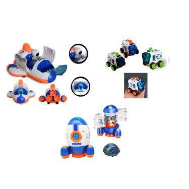 Imagem de Kit Brinquedo Foguete C/ Astronauta Foguete Carrinho Space