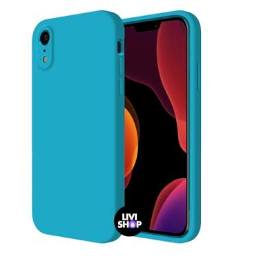 Imagem de Capa Case Capinha Para iPhone XR Silicone Com Bordas Elevadas Aveludada Forro Premium (AZUL TURQUESA)