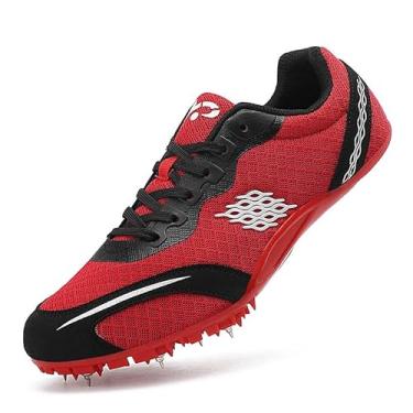 Imagem de Tênis masculino Track Spike profissional de campo e pista respirável para corrida e salto alto, Vermelho, 4