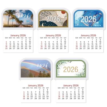 Imagem de Resurhang 5 peças 2026 mini calendário adesivo mensal para carro, parede, cartões de visita, carro, caminhão, laptop, geladeira, escritório em casa (estilos mistos)