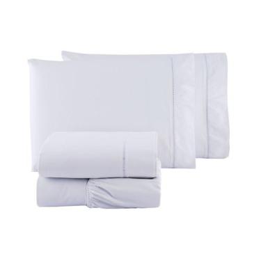 Imagem de Jogo de Lençol Queen 3 Peças Percal 400 Fios 100% Algodão Acetinado Po