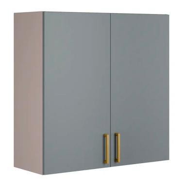 Imagem de Armario Aereo 80cm 2 Portas MDF Puxadores de Alumínio Essence Itatiaia