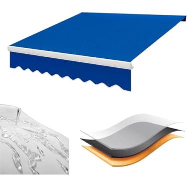 Imagem de Toldo Retrátil, Abrigo De Cobertura De Toldo Retrátil Manual Ao Ar Livre, Sombra Solar Do Pátio Poliéster Resistente à água, Toldo Do Pátio Externo Sombra Do Sol Retrátil, Blue, (8.2x6.5ft)2.5x2m