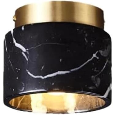 Imagem de Luz De Teto De Pedra Natural Verde Moderna Para Corredor Embutido Lâmpada De Teto Pequena De Vidro De Mármore Branco Luz De Teto Industrial Preta Para Banheiro Corredor Entrada Vara, Dark