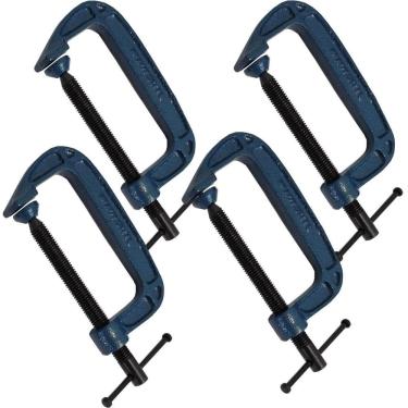 Imagem de Kit 4 Grampos Sargento Tipo C 100Mm 4 Pol. Para Marceneiro