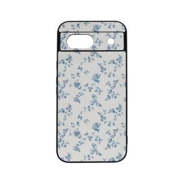 Imagem de qizjio Capa de telefone floral azul estética à prova de choque com flores fofas para Google Pixel 8A