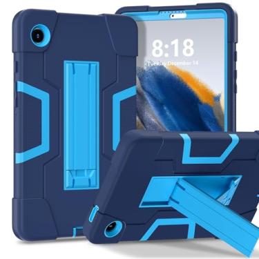 Imagem de Meifei Capa para Samsung Galaxy Tab A9 8.7 2023, capa para SM-X110 SM-X115 PC rígido resistente, silicone macio, à prova de choque, proteção de alto impacto, azul marinho + azul