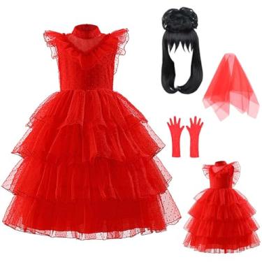 Imagem de Varuotu Fantasia Lydia Deetz para meninas e crianças, vestido Lydia Deetz, fantasia de princesa fantasma, noiva, fantasia de Halloween, 4-14 anos