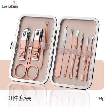 Imagem de Kit De Manicure Rosa Premium Em Aço Inoxidável - 10 Peças Essenciais Para Unhas Perfeitas Em Casa!
