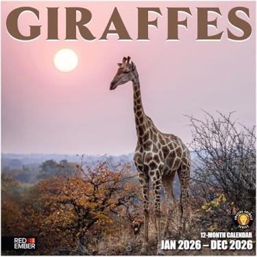 Imagem de RED EMBER Girafas 2026 Calendário de parede 12 meses | 30,5 cm x 61 cm aberto | Papel grosso e resistente | Presente | Calendário 2026