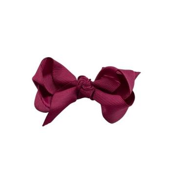 Imagem de Laço Boutique Infantil Tamanho P 7x3 Cm em Gorgorão com Presilha Bico de Pato e Diversas Cores (Vinho)