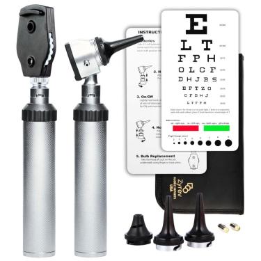 Imagem de Conjunto de Otoscópio ZetaLife, Profissional, ZYREV, Prateado