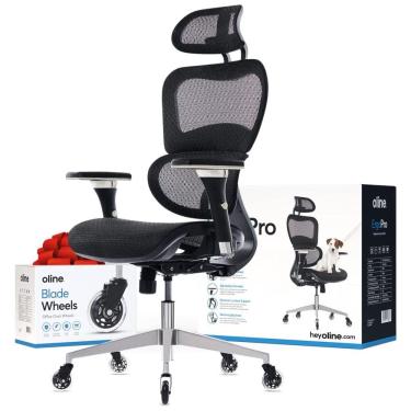 Imagem de Cadeira de Escritório Ergonômica Giratória e Ajustável com Apoio 4D, OLINE ErgoPro, Preto