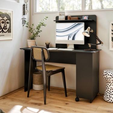 Imagem de Mesa Escrivaninha Flexível em L ou Bancada 54320 Preto EJ Móveis