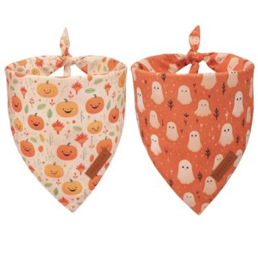 Imagem de Bandana para cães PTDECOR Halloween Ghost Pumpkin Design XL